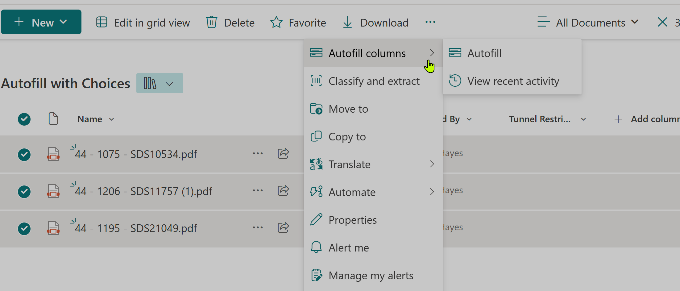 Create autofill